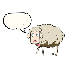 speech bubble cartoon muddy sheep