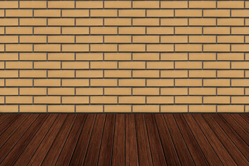 Empty wood table top with brick wall,Mock up background for disp
