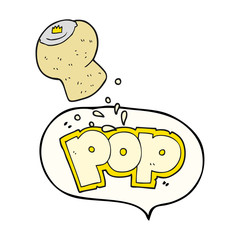 speech bubble cartoon champagne cork popping