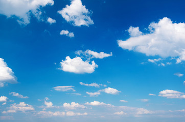 White clouds in blue sky.