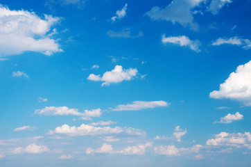 White clouds in blue sky.