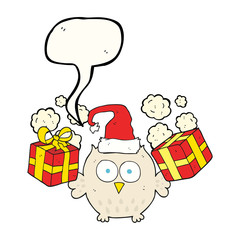 speech bubble cartoon christmas owl