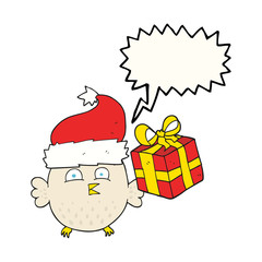 speech bubble cartoon  christmas owl