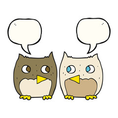 cute speech bubble cartoon owls