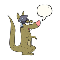 speech bubble cartoon kangaroo with graduation cap