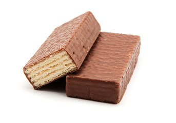 chocolate waffles isolate on white