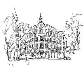 Old town sketch. Vector drawing - 103734917