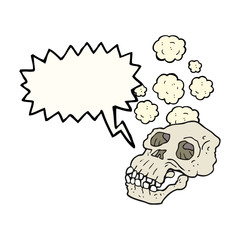 speech bubble cartoon ancient skull