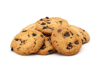 Chocolate chip cookie on white