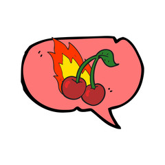 speech bubble cartoon flaming cherries