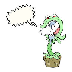 speech bubble cartoon carnivorous plant