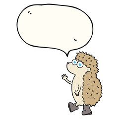 cute speech bubble cartoon hedgehog