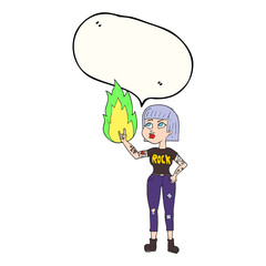 speech bubble cartoon rock girl