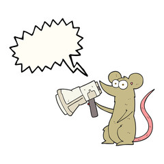 speech bubble cartoon mouse with megaphone