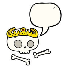 speech bubble cartoon skull wearing tiara