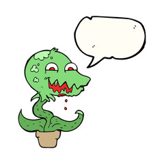 speech bubble cartoon monster plant