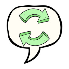 speech bubble cartoon recycling arrows