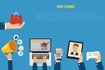 OMNI-Channel concept for digital marketing and online shopping.I