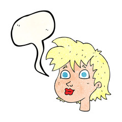speech bubble textured cartoon female face