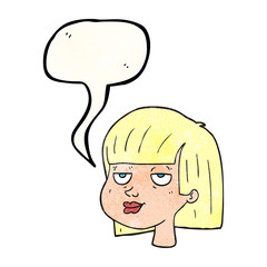 speech bubble textured cartoon female face