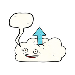 speech bubble textured cartoon upload to the cloud