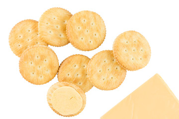 Cracker cream cheese isolated on white background.