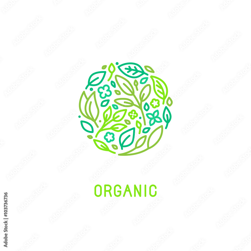 Poster vector logo design template in trendy linear style