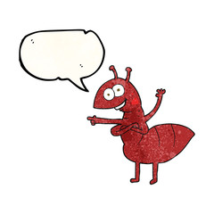 speech bubble textured cartoon ant