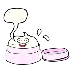 speech bubble textured cartoon face cream