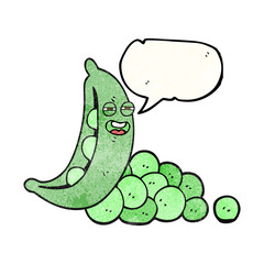 speech bubble textured cartoon peas in pod