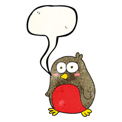 speech bubble textured cartoon robin