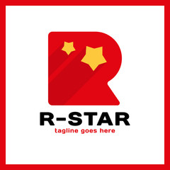Letter R Two Star Logo