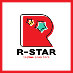 Letter R Two Star Logo