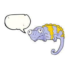 speech bubble textured cartoon chameleon