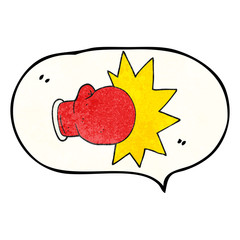 speech bubble textured cartoon boxing glove