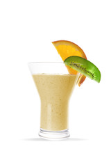 Shining glass of kiwi  and orange smoothie