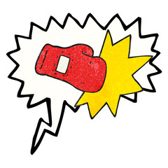 speech bubble textured cartoon boxing glove