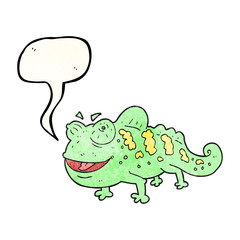 speech bubble textured cartoon chameleon