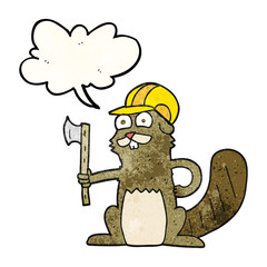 speech bubble textured cartoon beaver