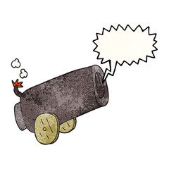 speech bubble textured cartoon cannon