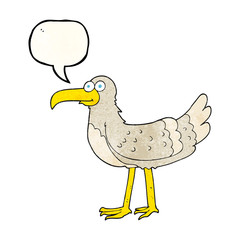 speech bubble textured cartoon seagull