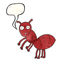 speech bubble textured cartoon ant