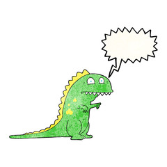 speech bubble textured cartoon dinosaur