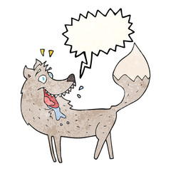 speech bubble textured cartoon wolf