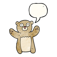 speech bubble textured cartoon teddy bear