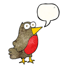 speech bubble textured cartoon robin