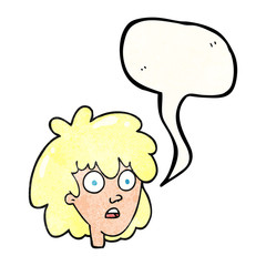 speech bubble textured cartoon female face