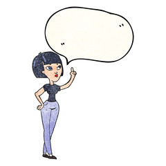 speech bubble textured cartoon woman asking question