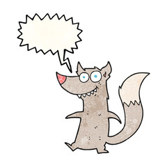 speech bubble textured cartoon little wolf