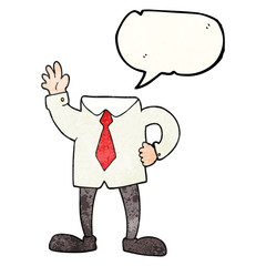 speech bubble textured cartoon headless businessman
